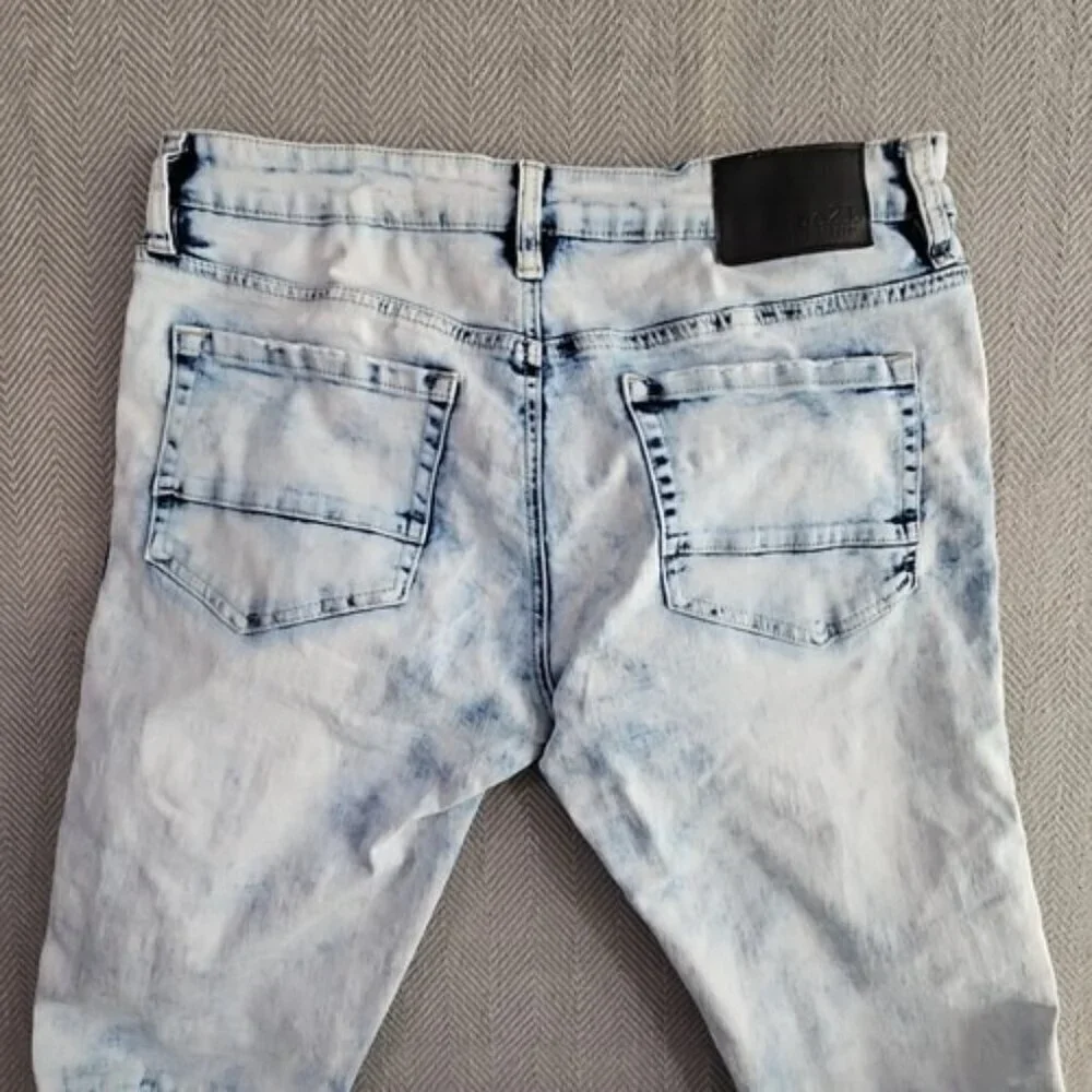 Rue21 Premium Jeans Men's‎ 32x32 Skinny Supreme Flex Distressed Racing Stripe